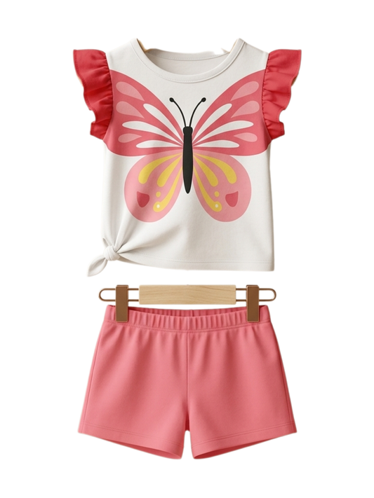Butterfly Ruffle Tee Set