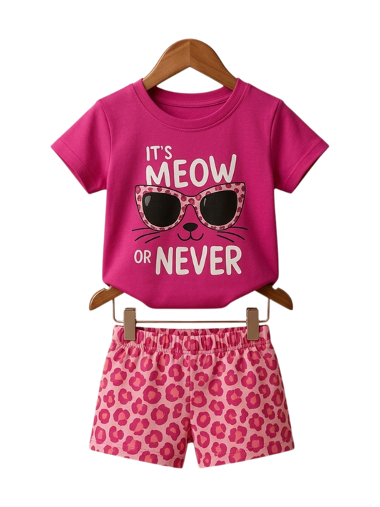 Meow Leopard Tee Set