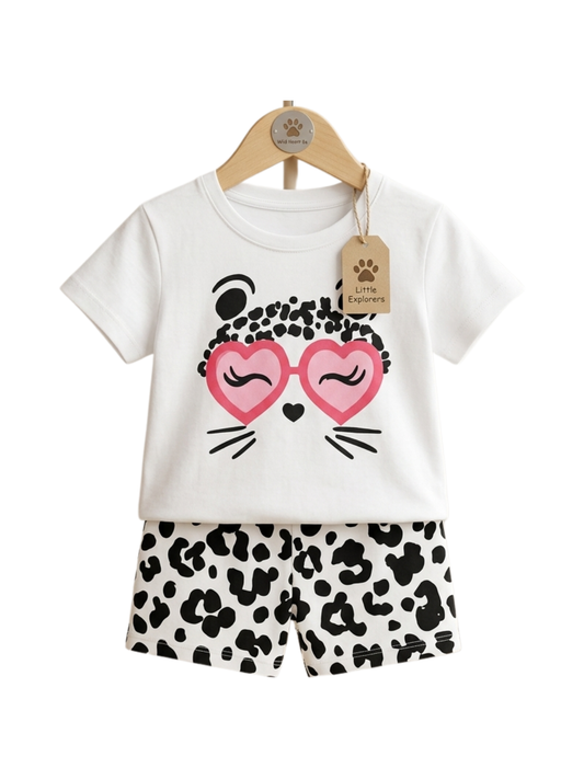Leopard Heart Tee Set