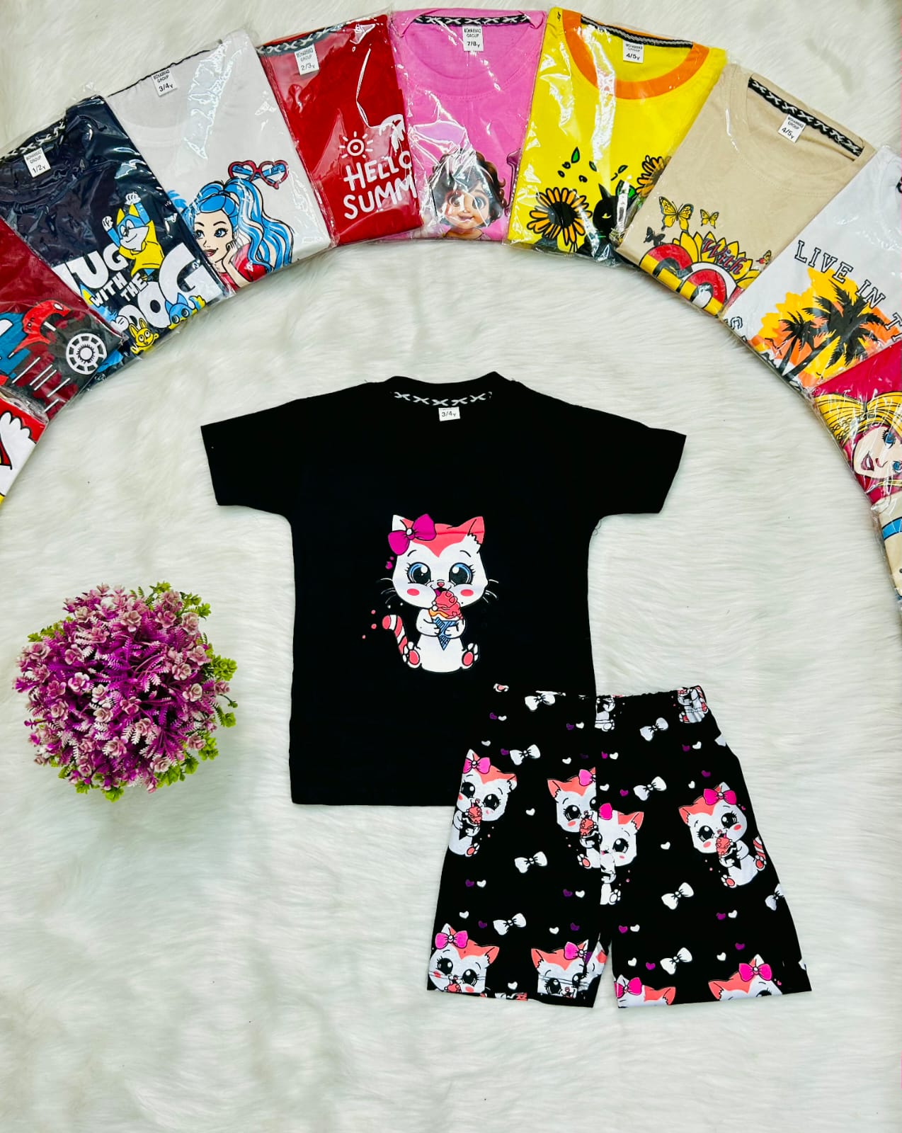 Ice Cream Kitty Tee Set