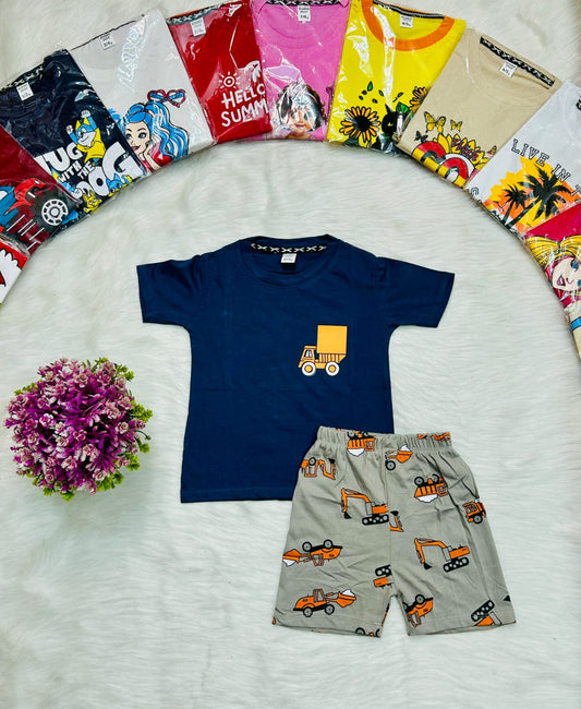 Navy Dump Truck Tee Set