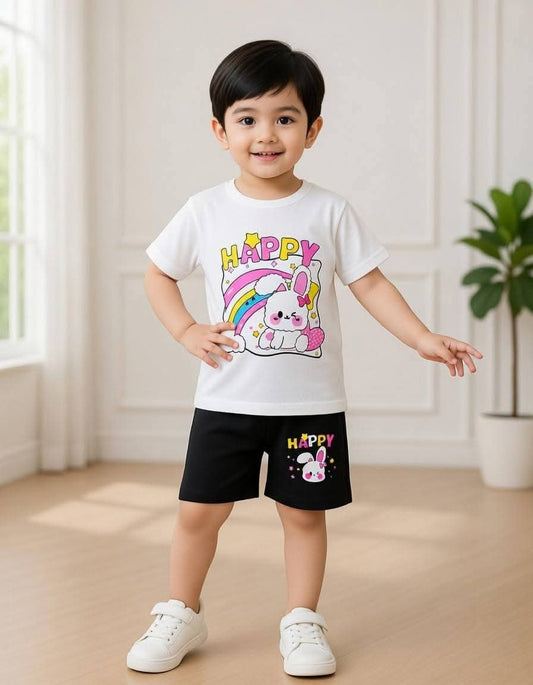 Happy Bunny Rainbow Print Outfit Set