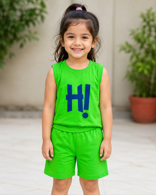 Hi Exclamation Print Outfit Set