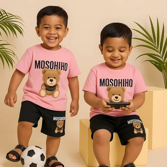 Teddy Bear Logo Print Outfit Set