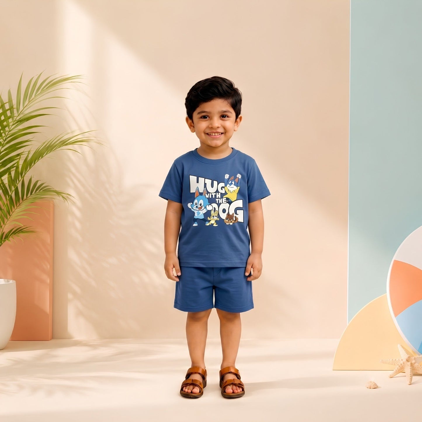 Cartoon Dog Friends Print Outfit Set