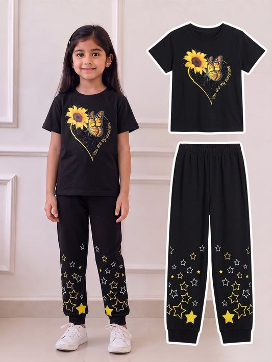 Sunflower Heart Star Outfit Set (Black)