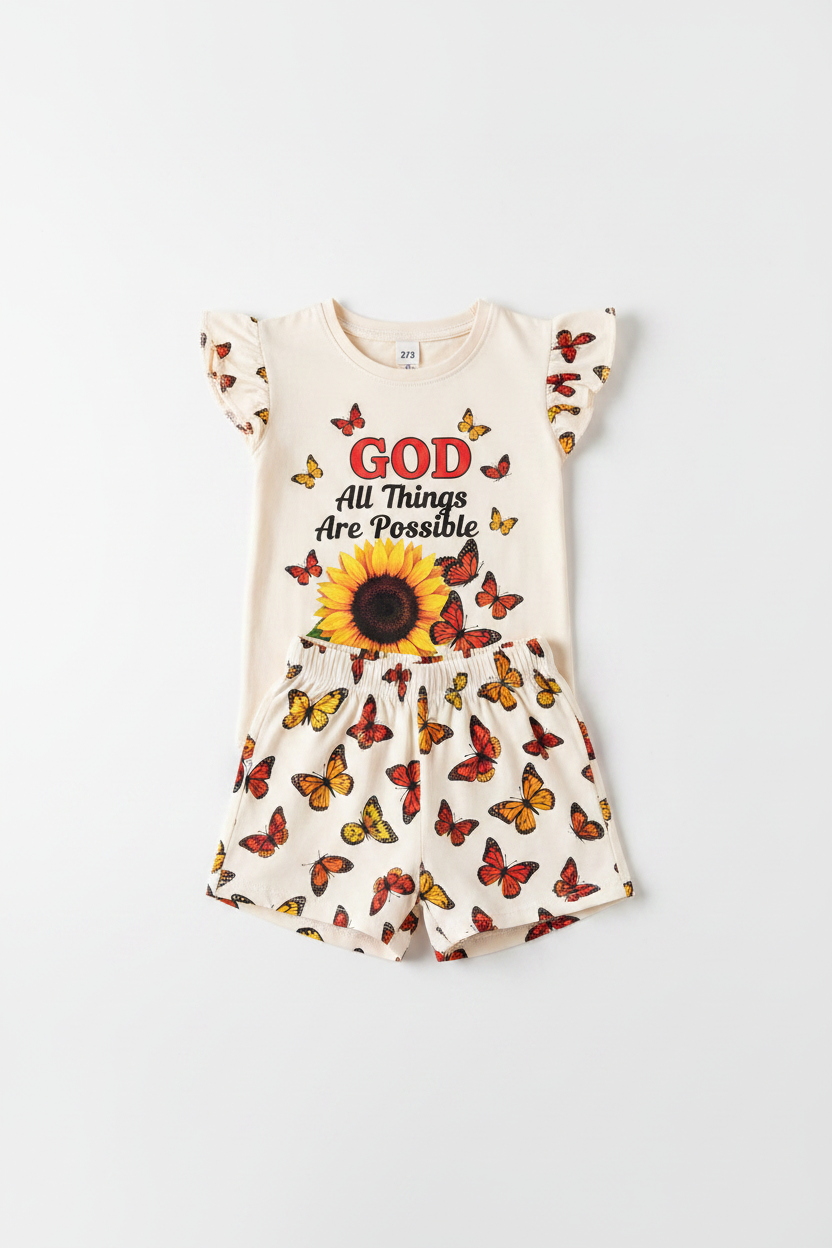 With God Butterfly Tee Set