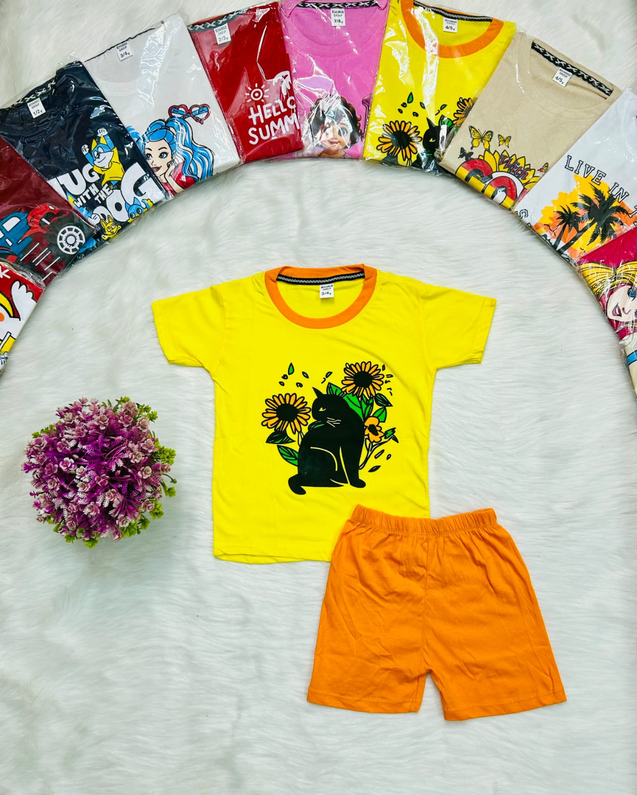 Sunflower Cat Tee Set