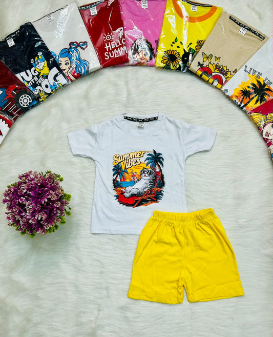 Summer Vibes Cat Tee Set