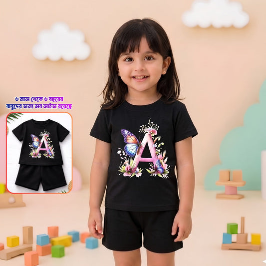 Butterfly Letter Print Outfit Set