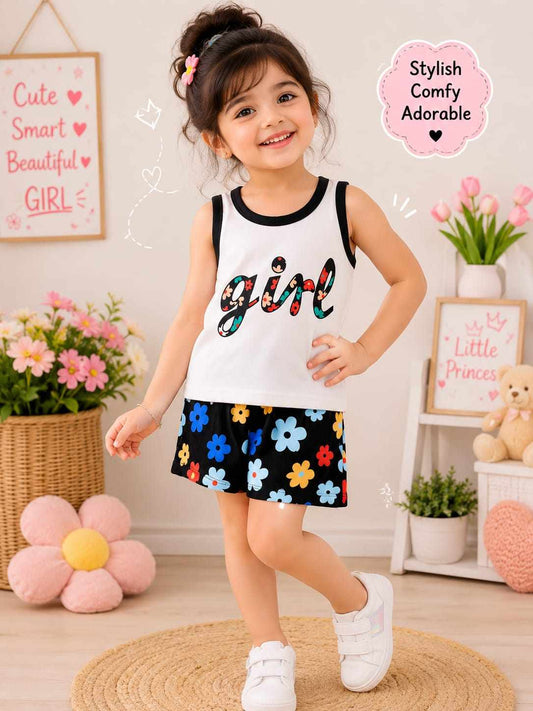 Floral Script Print Outfit Set