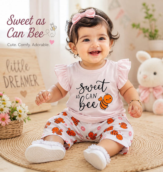 Sweet As Can Bee Print Outfit Set