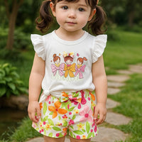 Bow Trio Friends Print Outfit Set