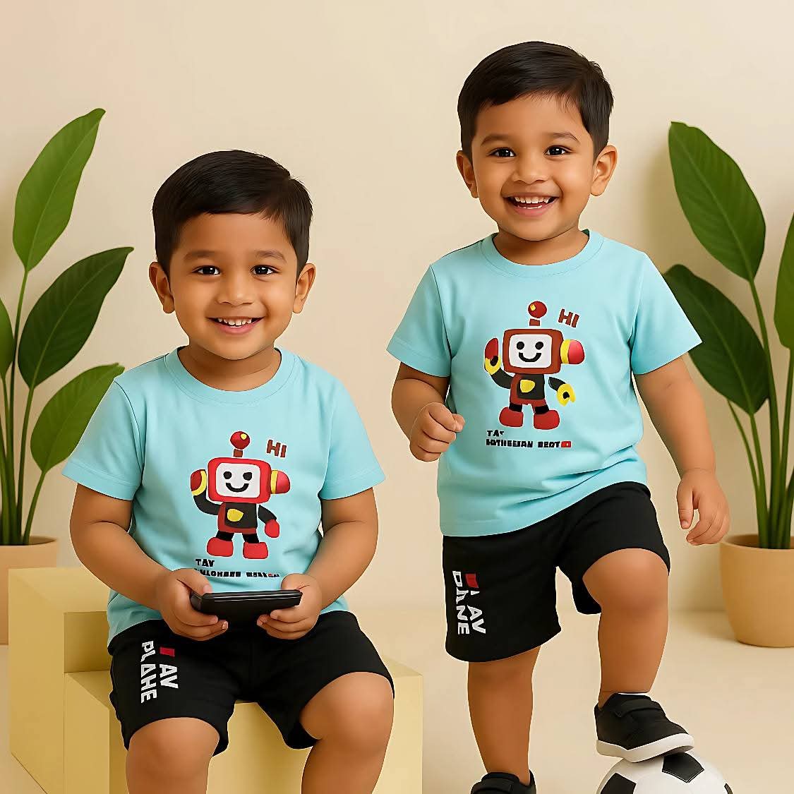 Robot Buddy Print Outfit Set