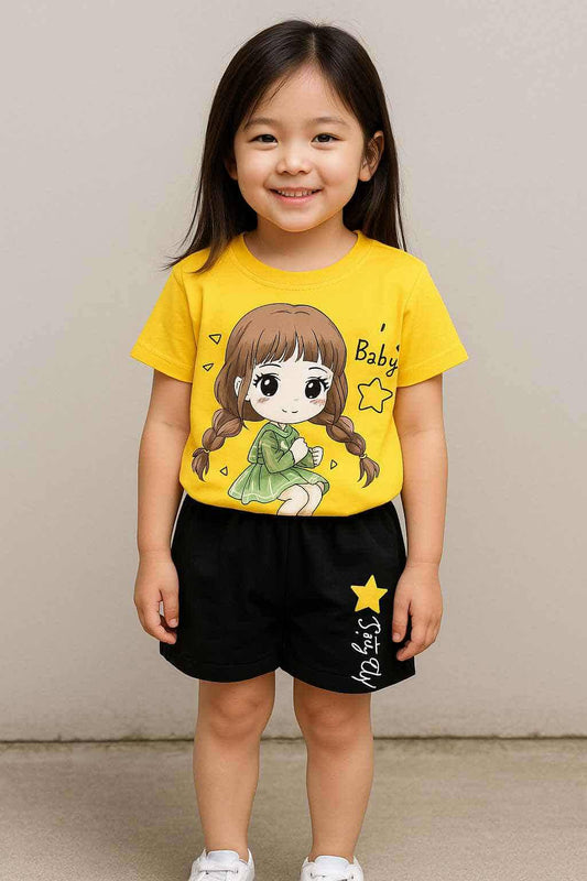Chibi Girl Star Print Outfit Set