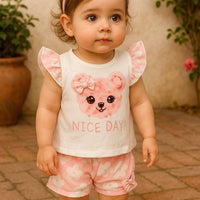 Nice Day Bear Print Outfit Set