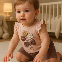 Flower Bouquet Bow Outfit Set