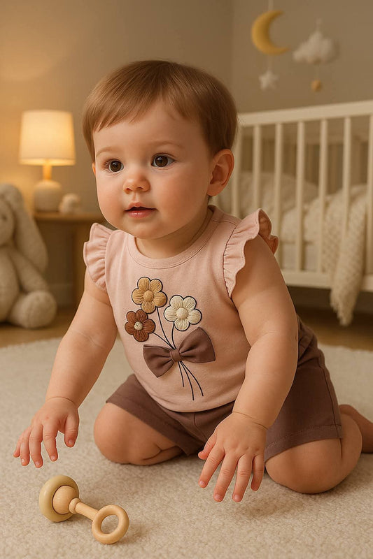 Flower Bouquet Bow Outfit Set