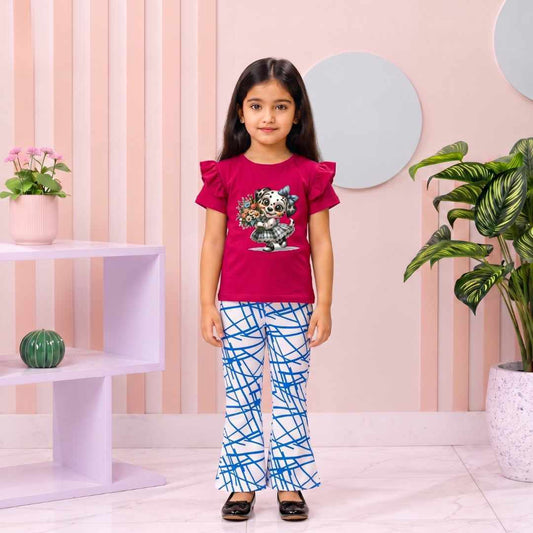 Floral Puppy Print Outfit Set