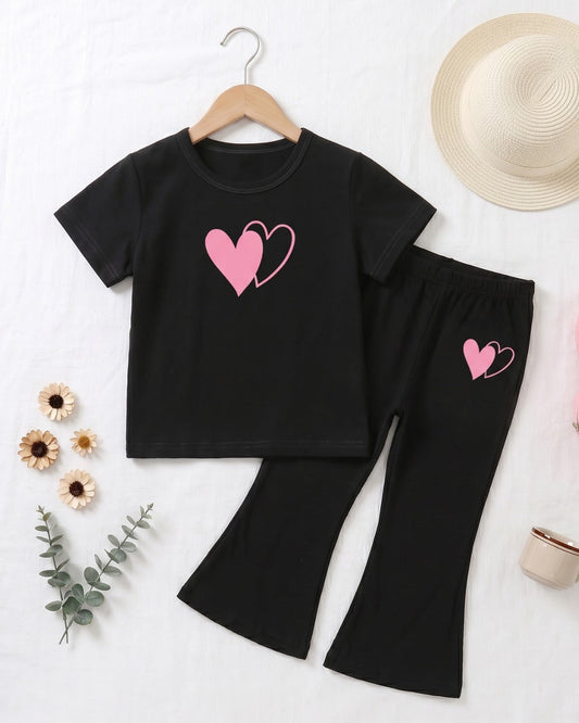 Double Heart Print Outfit Set